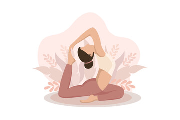 Woman doing Yoga Flat Illustration Design