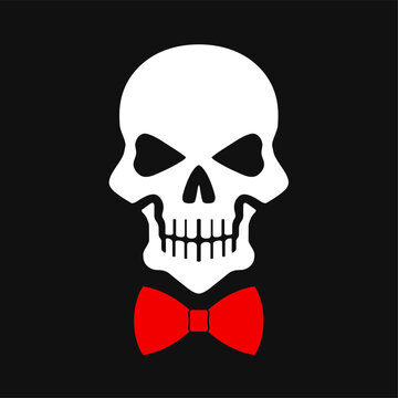 white skull with red bow tie / vector illustration