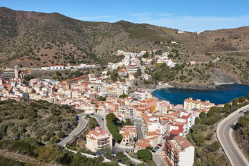Picturesque mediterranean village of Portbou. Alt Emporda. Girona, Catalonia. Spain