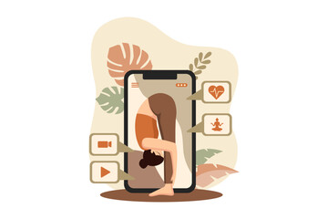 Woman doing Yoga Flat Illustration Design