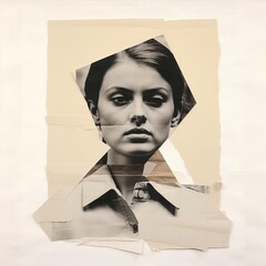 Vintage Portrait Collage on Cardboard Texture