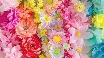 A collection of assorted flowers in varying shades and colors, creating a vibrant and lively display