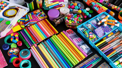 A variety of colored pencils arranged neatly on a table, showcasing different vibrant shades and ready for artistic use