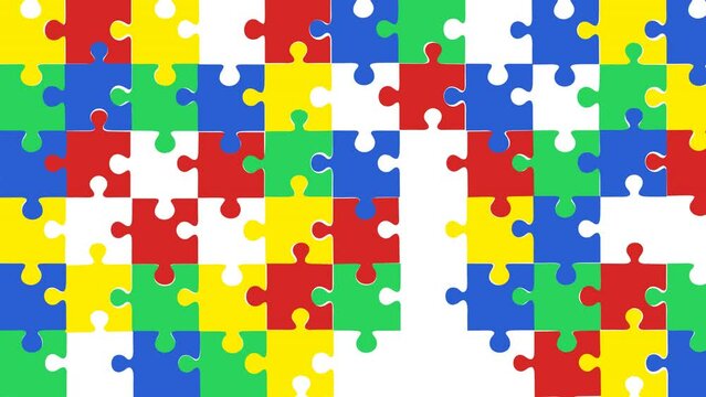 autism symbol. puzzle background. 4K video illustration.
