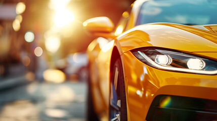 Close Up of a Yellow Sports Car