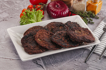 Liver pancakes in the bowl