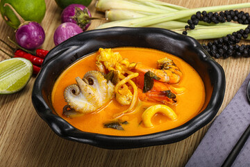 Thai Tom Yum soup with seafood