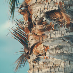 Tropical Palm Tree Trunk Close-up