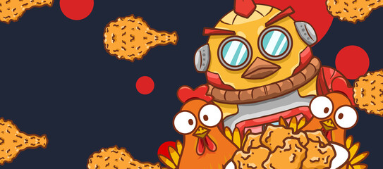 Original hand drawn cartoon delicious fried chicken illustration poster material
