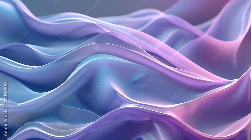 Wall mural wave liquid style lines with shadows and light on gradient background