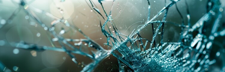 close up of a broken glass on the car accident