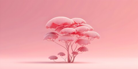 Fototapeta premium Pink Landscape with Abstract Tree