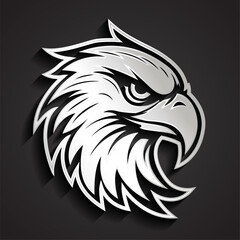 3d silver eagle head profile logo design