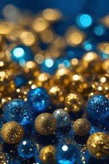 Golden and blue glitter background