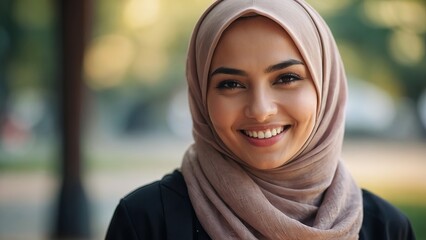 Happiness joyful carefree leisure hijab female woman smiling