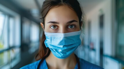 Fototapeta na wymiar Woman wearing a mask to prevent epidemics