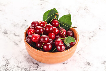 Ripe sweet juicy cherry heap