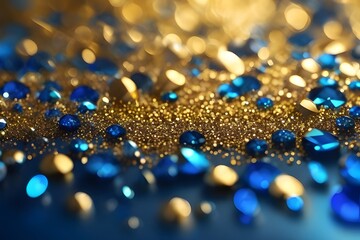 Golden and blue glitter background