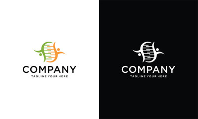 Letter S People DNA Logo Design Template Inspiration on a black and white background.