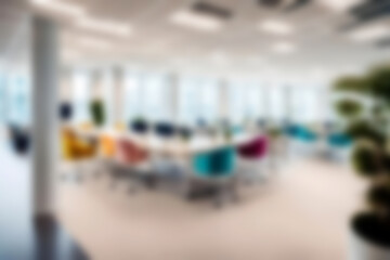 Abstract blurred illustration background. Defocus modern office meeting space room decoration interiors in business building tower.