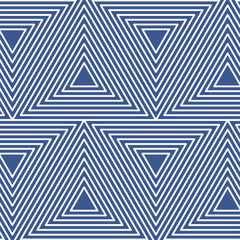 Blue wallpaper with triangle vector illustration. Geometric seamless pattern on isolated background. Hand drawn sign concept.