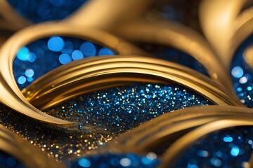 Golden and blue glitter background