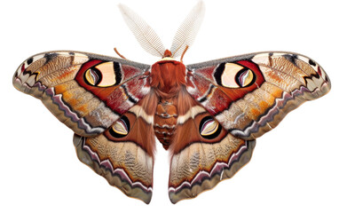 The Magnificent Atlas Moth On Transparent Background.
