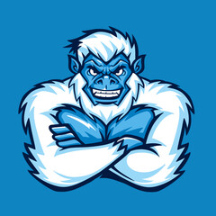 Blue Yeti Cartoon Vector Illustration
