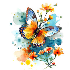 butterflies and flowers butterflies on the blooming flowers in the garden flowers and butterflies growing from a tree, positive thinking, creative mind, self care and mental health concept