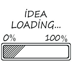Idea loading concept with light bulb and loading bar. Big idea, innovation and creativity. Vector illustration.