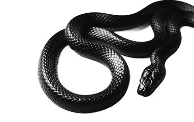 Black Vine Snake in Motion On Transparent Background.
