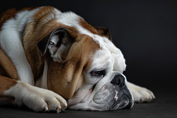 Contemplative Canine: English Bulldog in Repose