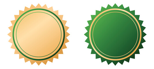 Gold green round stamp label symbol element for tag guarantee quality certificate discount concept 