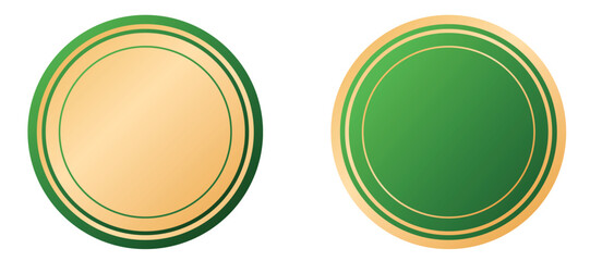 Gold and green round circle sign badge vector isolated illustration element for St Patrick's day decoration graphic design - obrazy, fototapety, plakaty