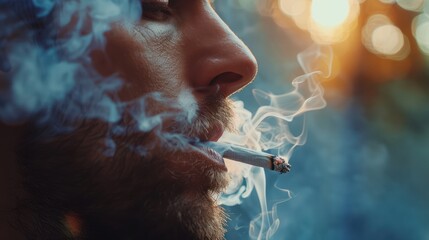Man smoking marijuana cigarette