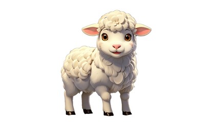 Isolated sheep in a cute cartoon on white background