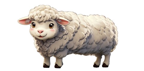 Isolated sheep in a cute cartoon on white background