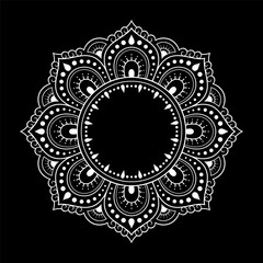 Frame in eastern tradition. Stylized with henna tattoos decorative pattern for decorating covers for book, notebook, casket, magazine, postcard and folder. Flower border in mehndi style.