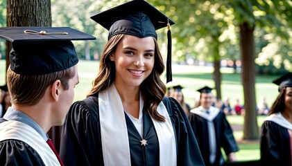 Obraz premium Accomplished Journey: Graduation Portrait of a Confident Young Woman