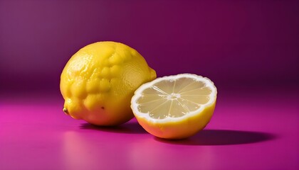 lemons on a  magenta background,AI Generated - 752826906