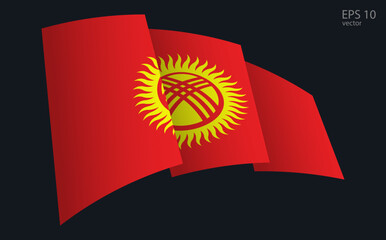 Waving Vector flag of Kyrgyzstan. National flag waving symbol. Banner design element.
