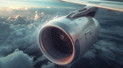 A turbofan engine of a passenger aircraft - obrazy, fototapety, plakaty