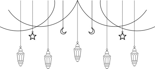 Hanging Islamic Lantern Border