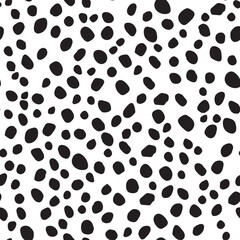 Dalmatian Shape Texture Simple Polka. White Animal Polka. Vector Polka. Seamless Ink Background. Speckle Print Blob. Black Oval Fur. Graffiti Dot Cheetah Inkblot. Irregular Dog Pattern. Dirty Blot.