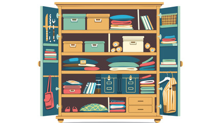 Flat design wardrobe of cupboard icon isolated vintage