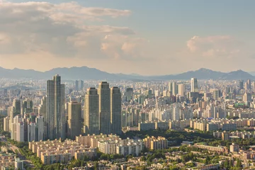 Deurstickers 서울 전경 풍경 © KYOBOK
