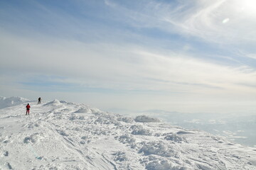 Fototapeta na wymiar Mt Yotei Ski touring top vulcano winter snow ice