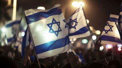 People Waving the Flag of Israel