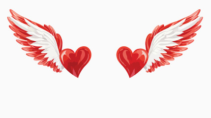 hearts with wings on white background vector illustration