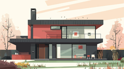 house architectural project sketch .. Flat vector